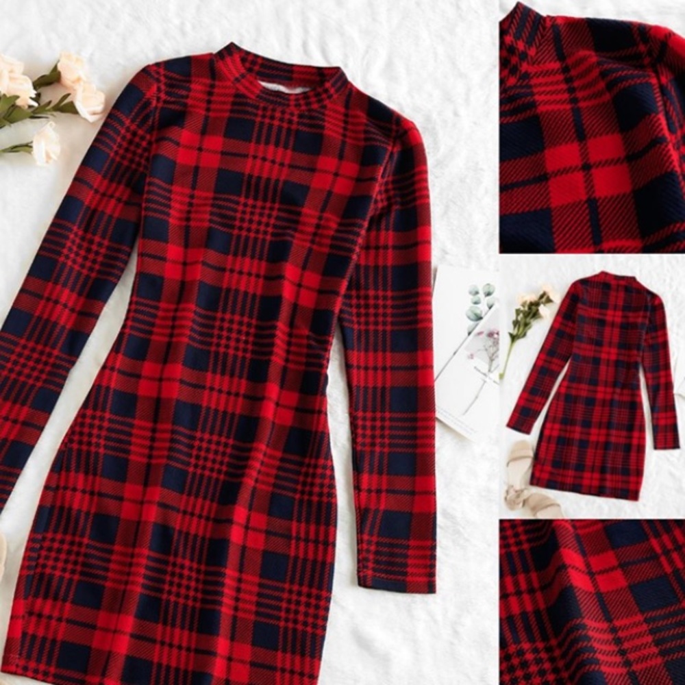 Red plaid dress (M/L)